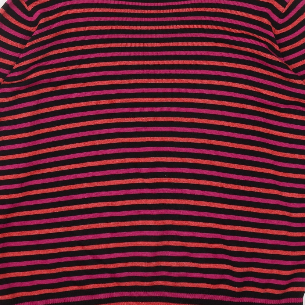 Marks and Spencer Womens Multicoloured Round Neck Striped Acrylic Pullover Jumper Size 16