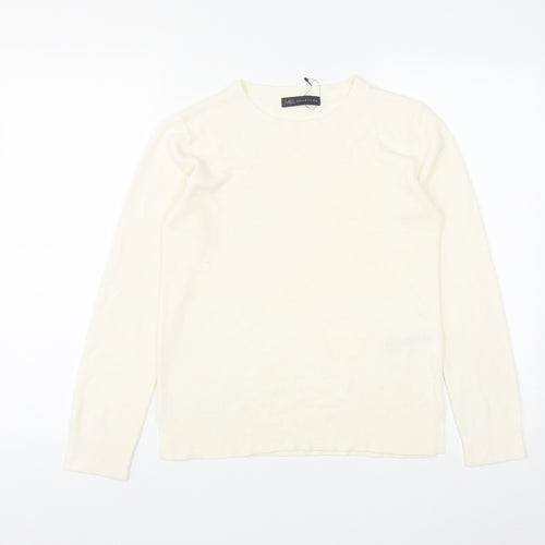 Marks and Spencer Womens White Round Neck  Acrylic Pullover Jumper Size 10