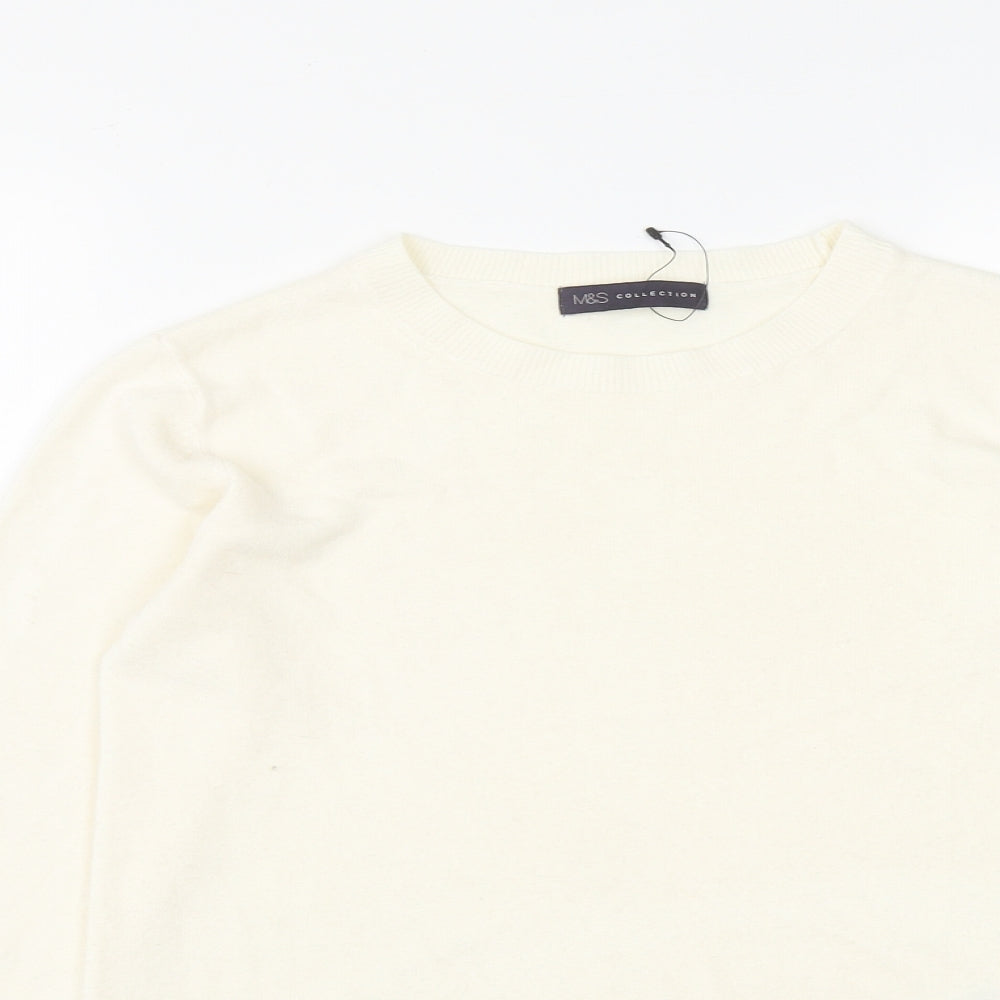 Marks and Spencer Womens White Round Neck  Acrylic Pullover Jumper Size 10