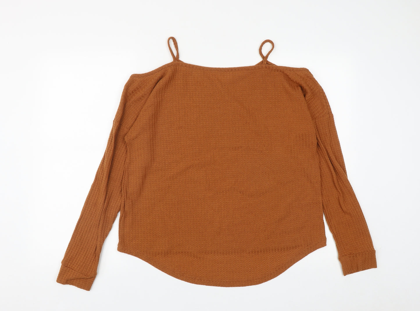 SheIn Womens Brown  Viscose Basic Blouse Size L V-Neck