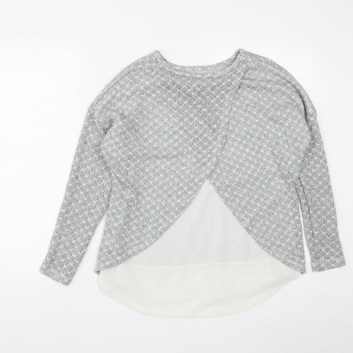 Primark Womens Blue Round Neck Geometric Polyester Pullover Jumper Size 12