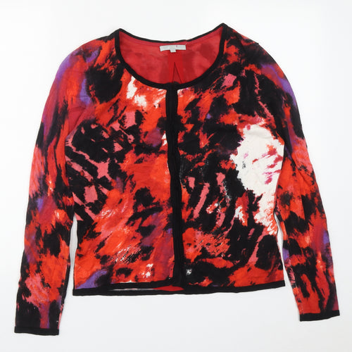 Marks and Spencer Womens Multicoloured Round Neck Geometric Viscose Cardigan Jumper Size 14