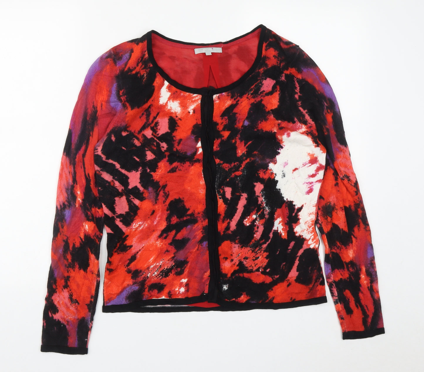 Marks and Spencer Womens Multicoloured Round Neck Geometric Viscose Cardigan Jumper Size 14
