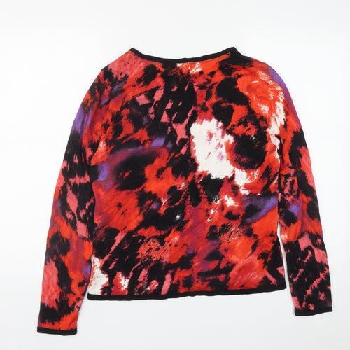 Marks and Spencer Womens Multicoloured Round Neck Geometric Viscose Cardigan Jumper Size 14