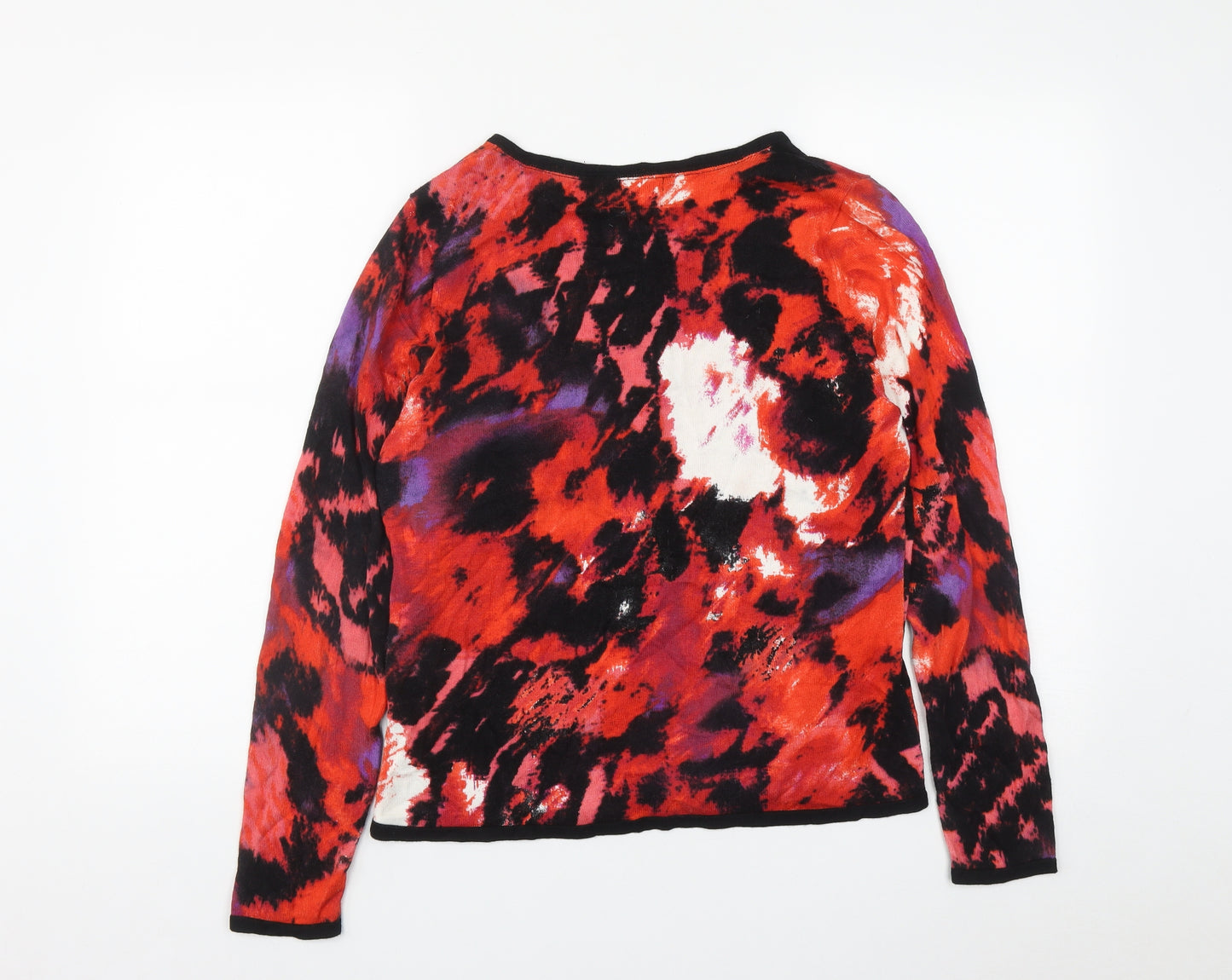Marks and Spencer Womens Multicoloured Round Neck Geometric Viscose Cardigan Jumper Size 14