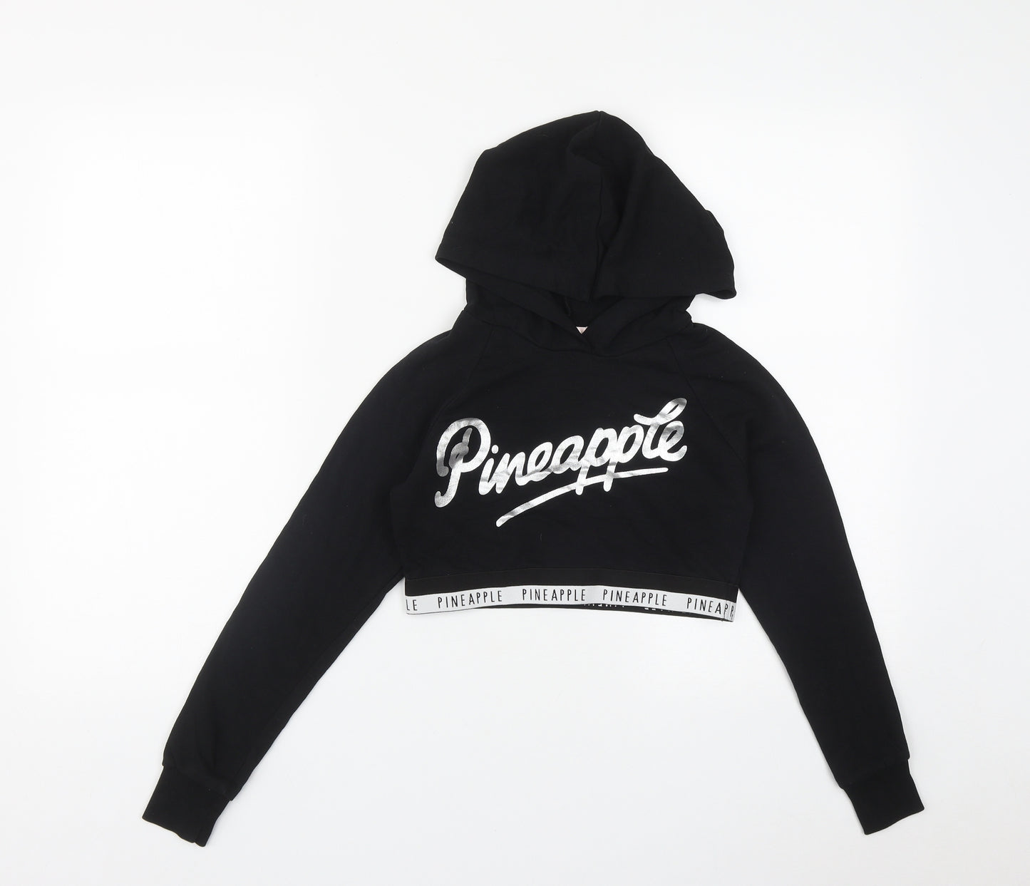 Pineapple Girls Black  Cotton Pullover Hoodie Size 9-10 Years