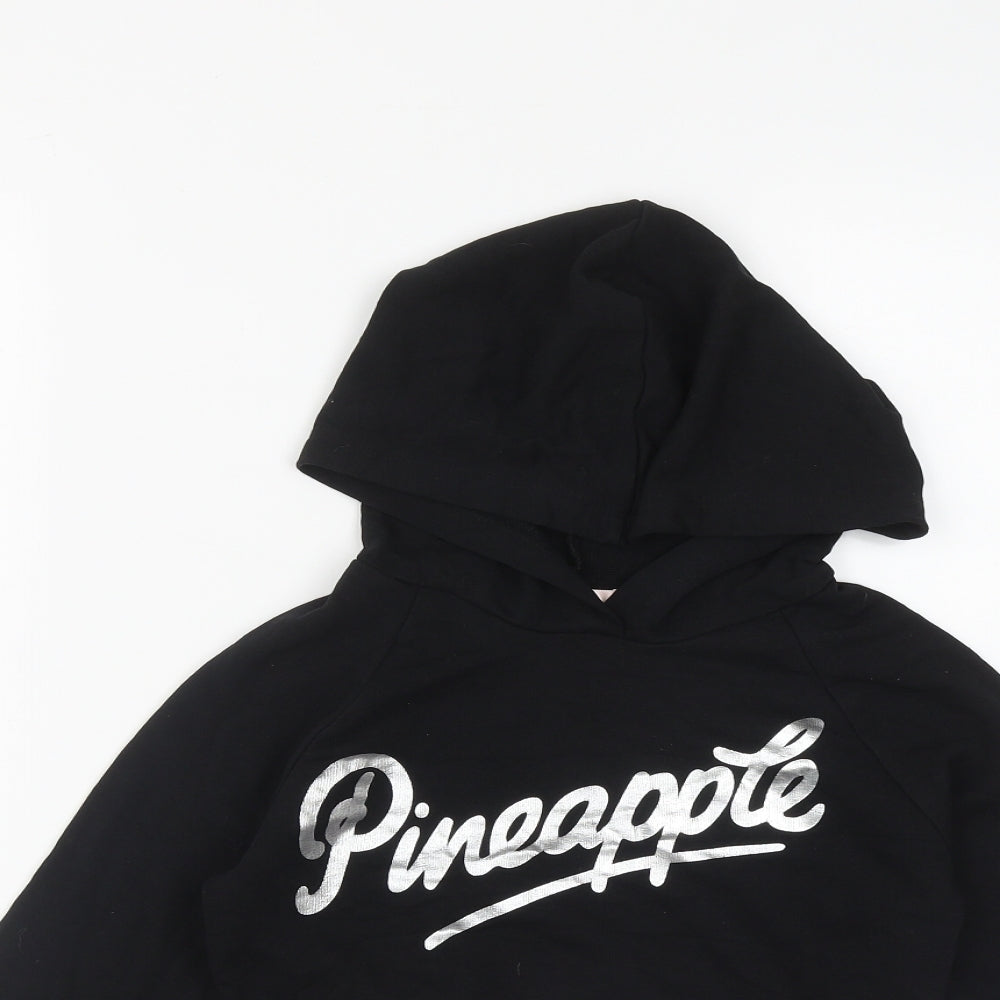 Pineapple Girls Black  Cotton Pullover Hoodie Size 9-10 Years