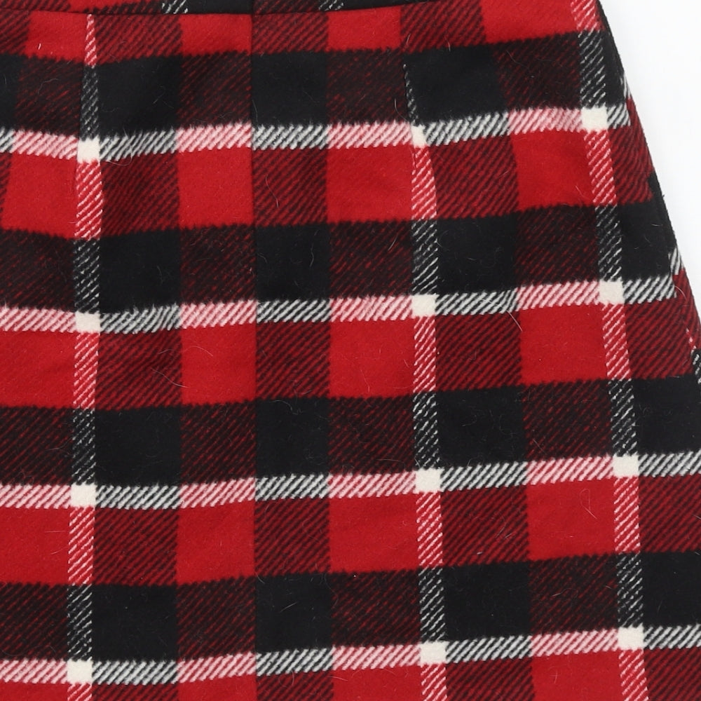 F&F Womens Multicoloured Plaid Polyester A-Line Skirt Size 6   Zip
