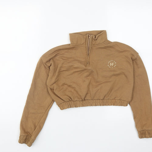 Holyfield Girls Brown  Cotton Pullover Sweatshirt Size S  Zip