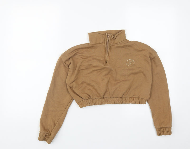 Holyfield Girls Brown Cotton Pullover Sweatshirt Size S Zip