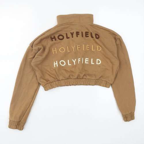 Holyfield Girls Brown  Cotton Pullover Sweatshirt Size S  Zip