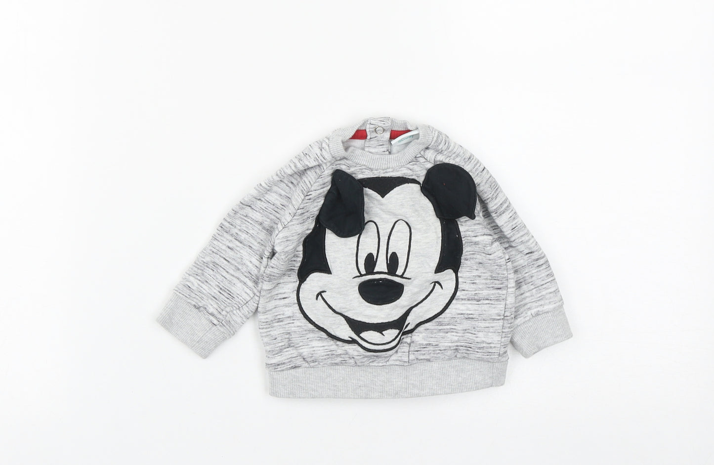 Disney Baby Baby Grey  Polyester Pullover Jumper Size 0-3 Months  Snap - Mickey Mouse