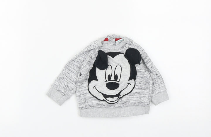 Disney Baby Baby Grey  Polyester Pullover Jumper Size 0-3 Months  Snap - Mickey Mouse