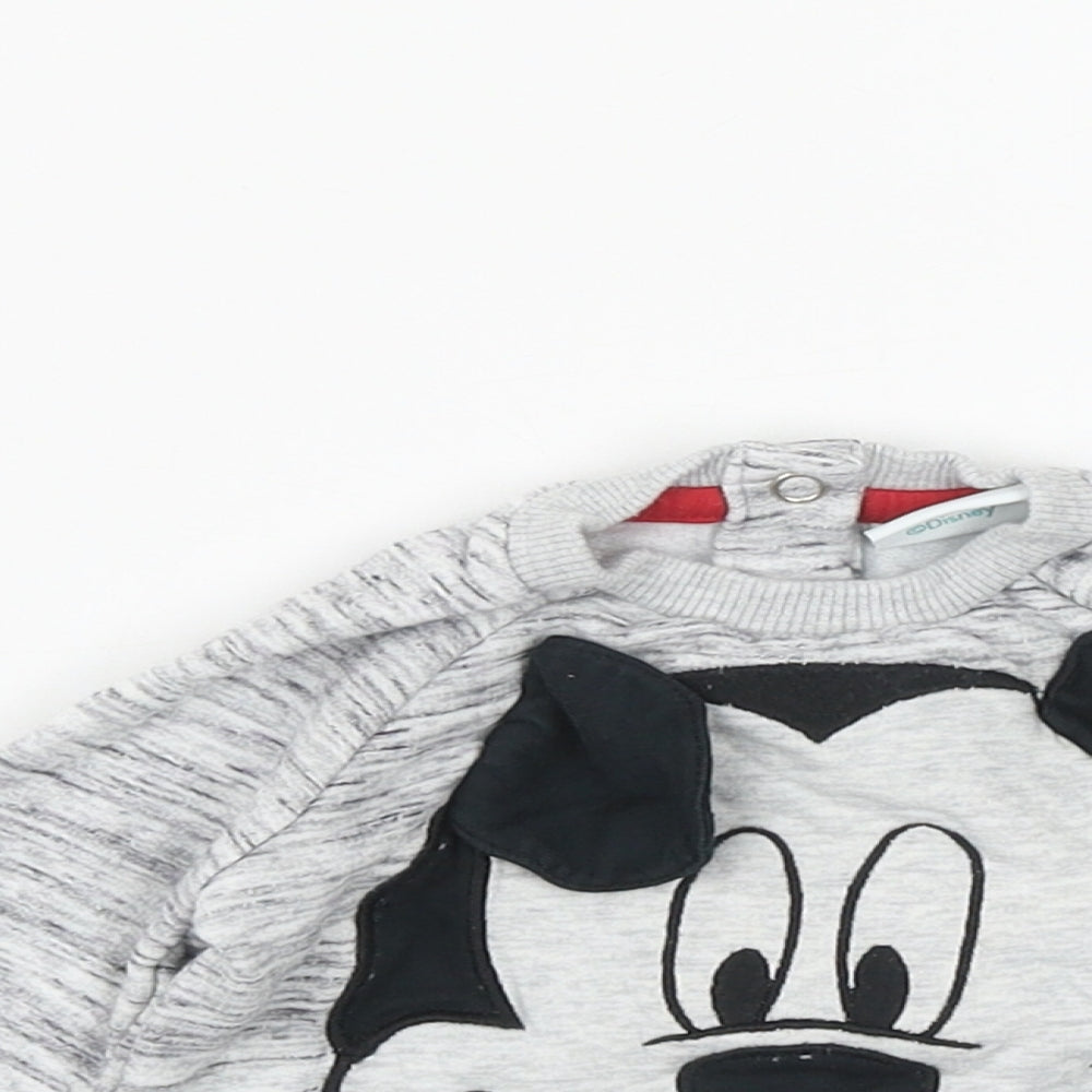 Disney Baby Baby Grey  Polyester Pullover Jumper Size 0-3 Months  Snap - Mickey Mouse