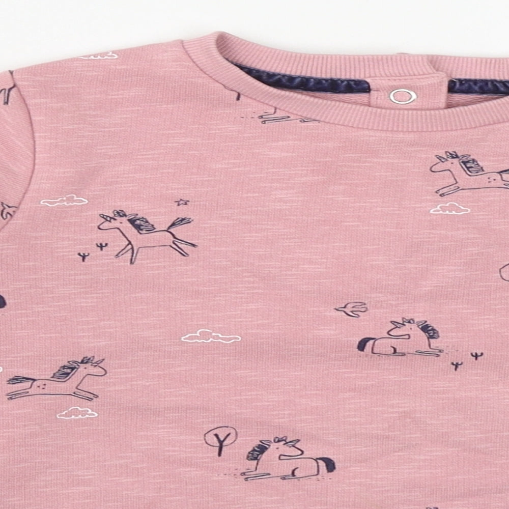 Marks and Spencer Girls Pink  Copper Pullover Sweatshirt Size 5-6 Years  Snap - Unicorn