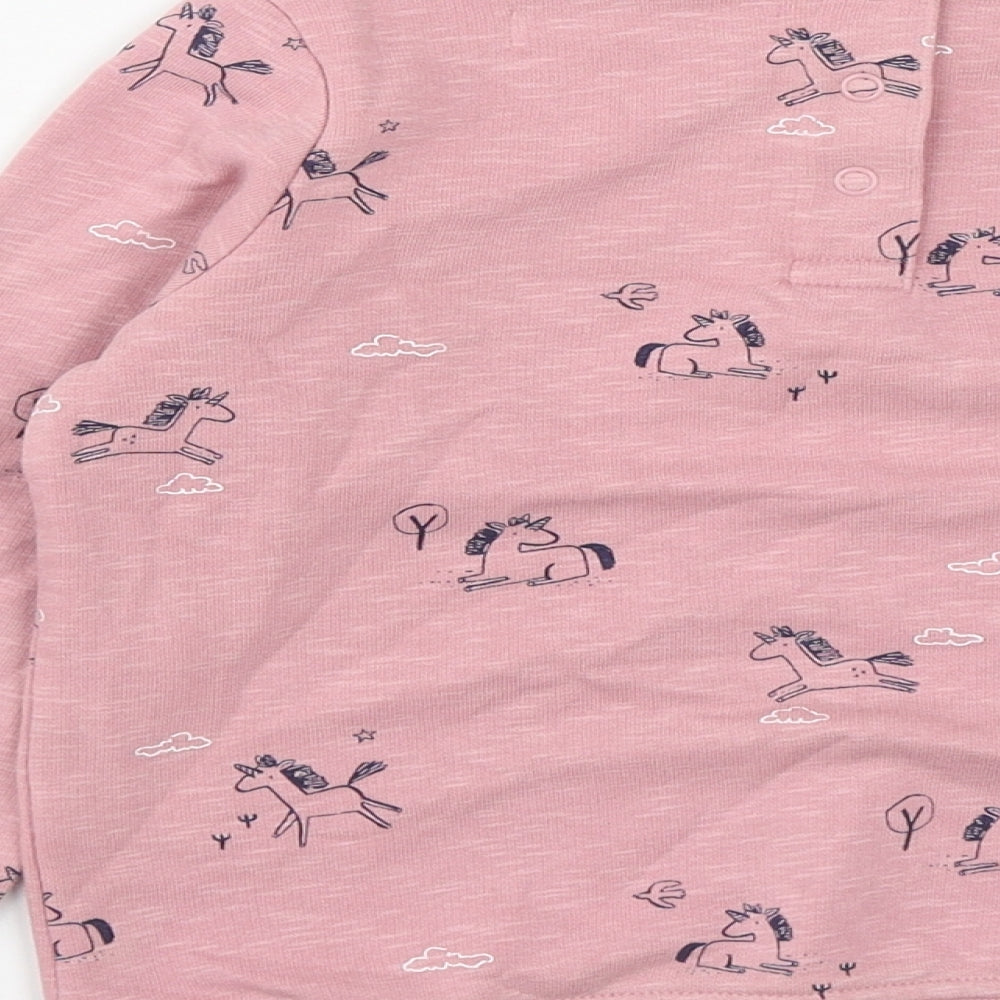 Marks and Spencer Girls Pink  Copper Pullover Sweatshirt Size 5-6 Years  Snap - Unicorn