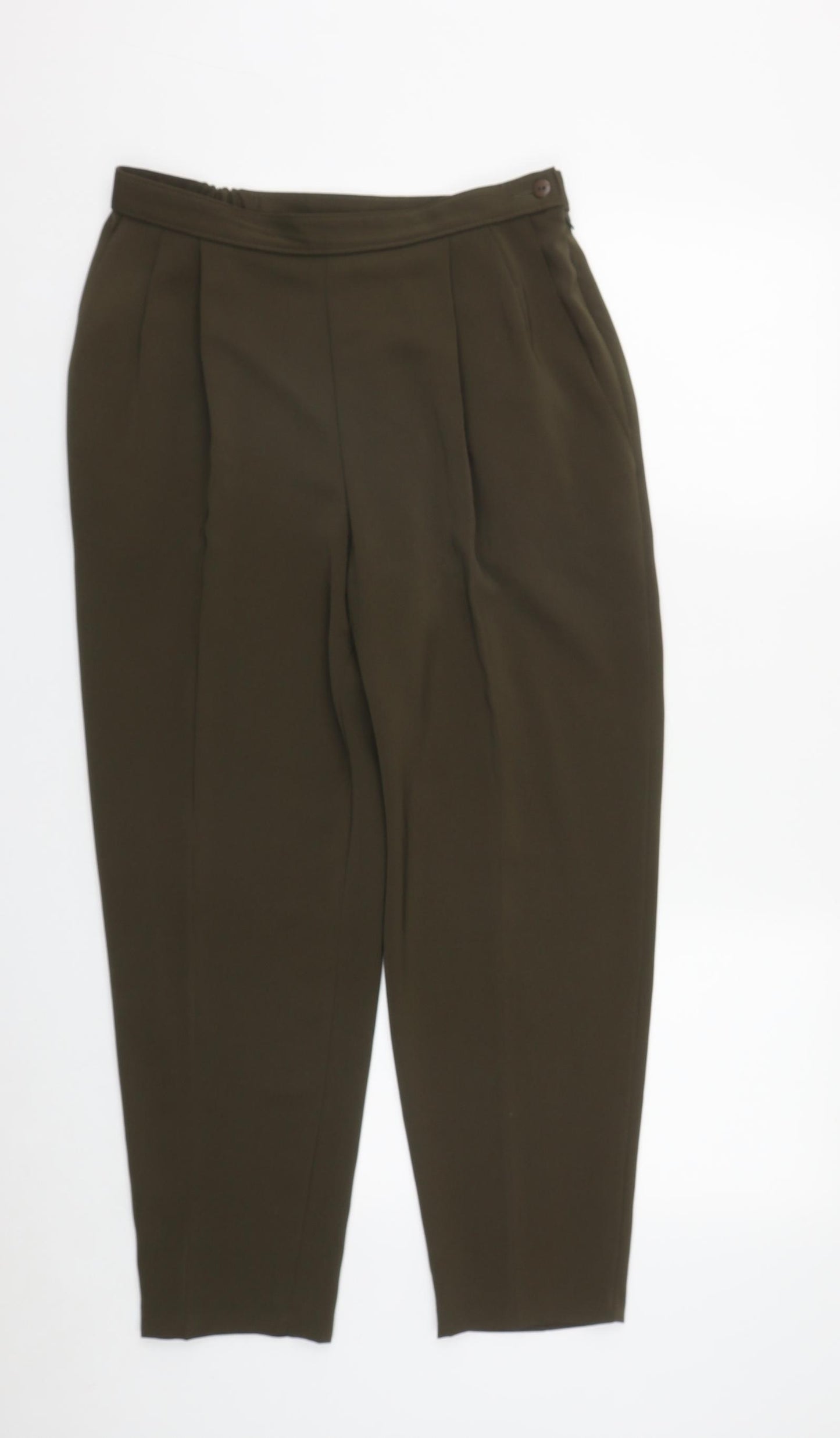 Marks and Spencer Womens Green  Polyester Trousers  Size 14 L25 in Regular Zip