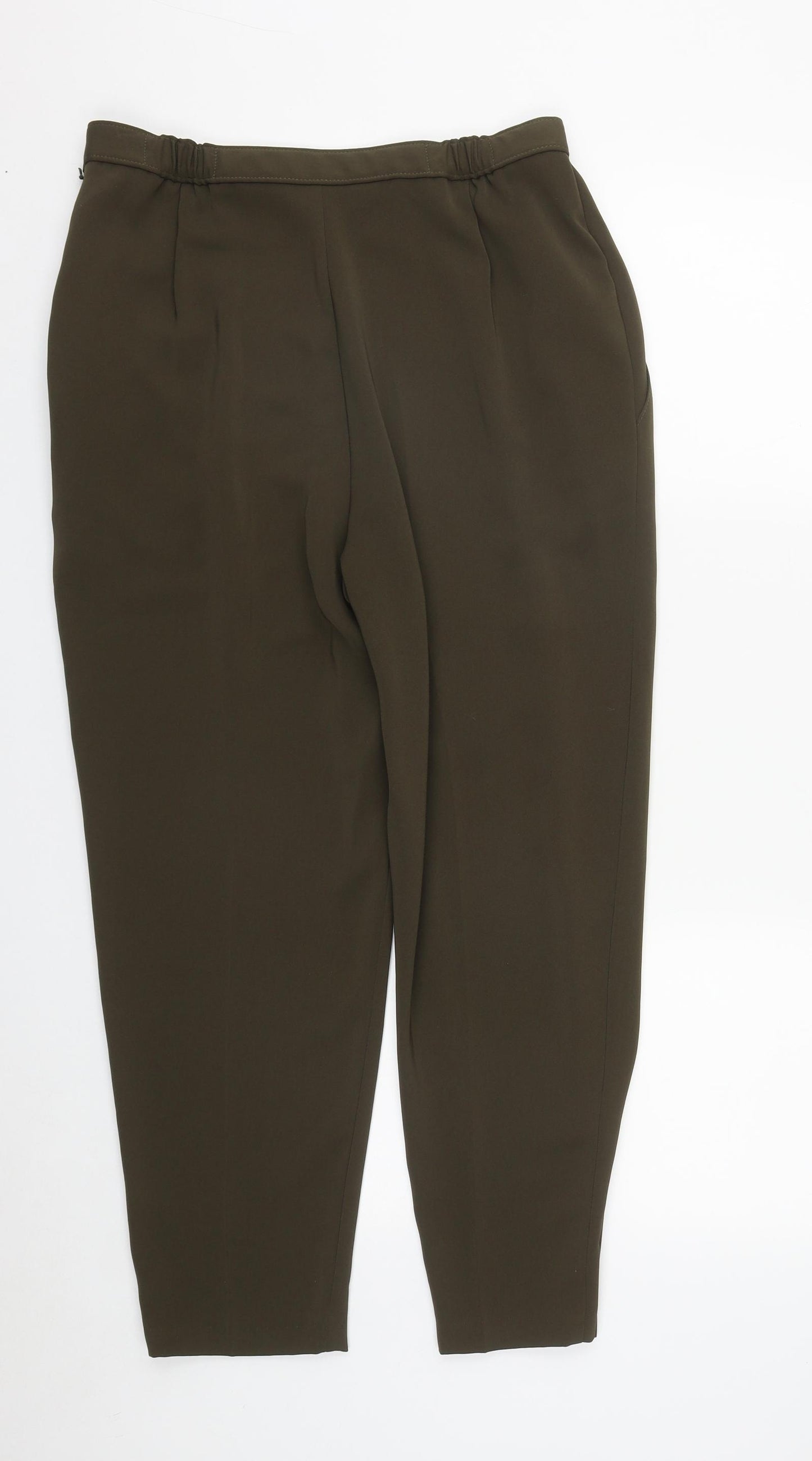 Marks and Spencer Womens Green  Polyester Trousers  Size 14 L25 in Regular Zip