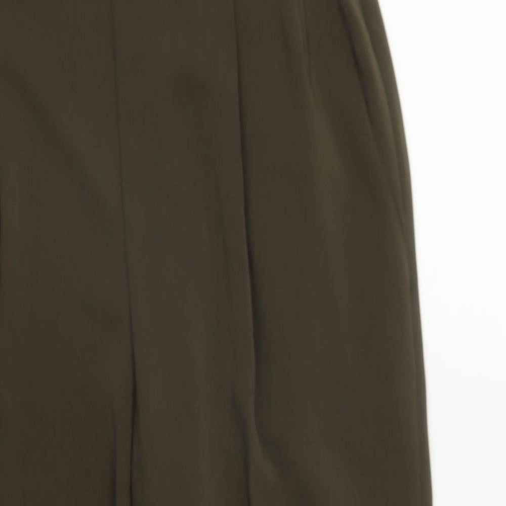 Marks and Spencer Womens Green  Polyester Trousers  Size 14 L25 in Regular Zip