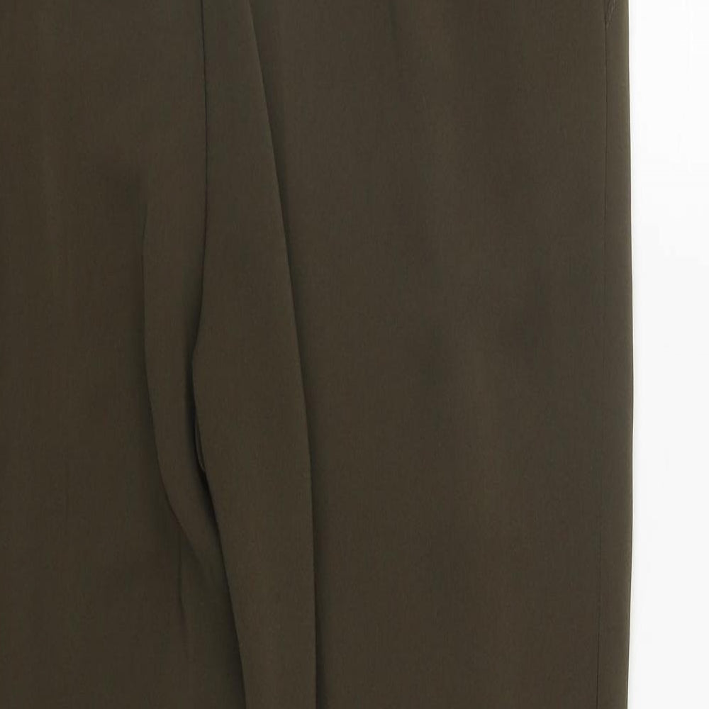 Marks and Spencer Womens Green  Polyester Trousers  Size 14 L25 in Regular Zip