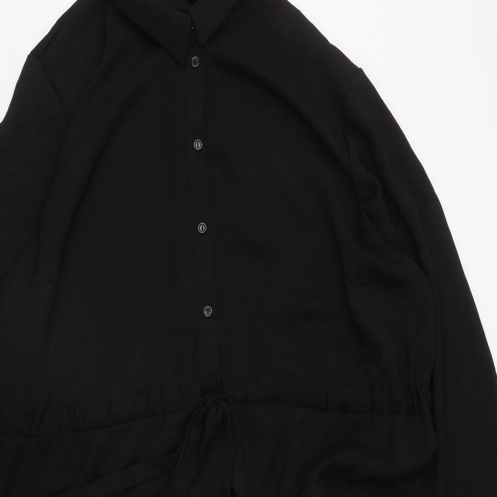New Look Womens Black  Polyester Shirt Dress  Size 24  Collared Button