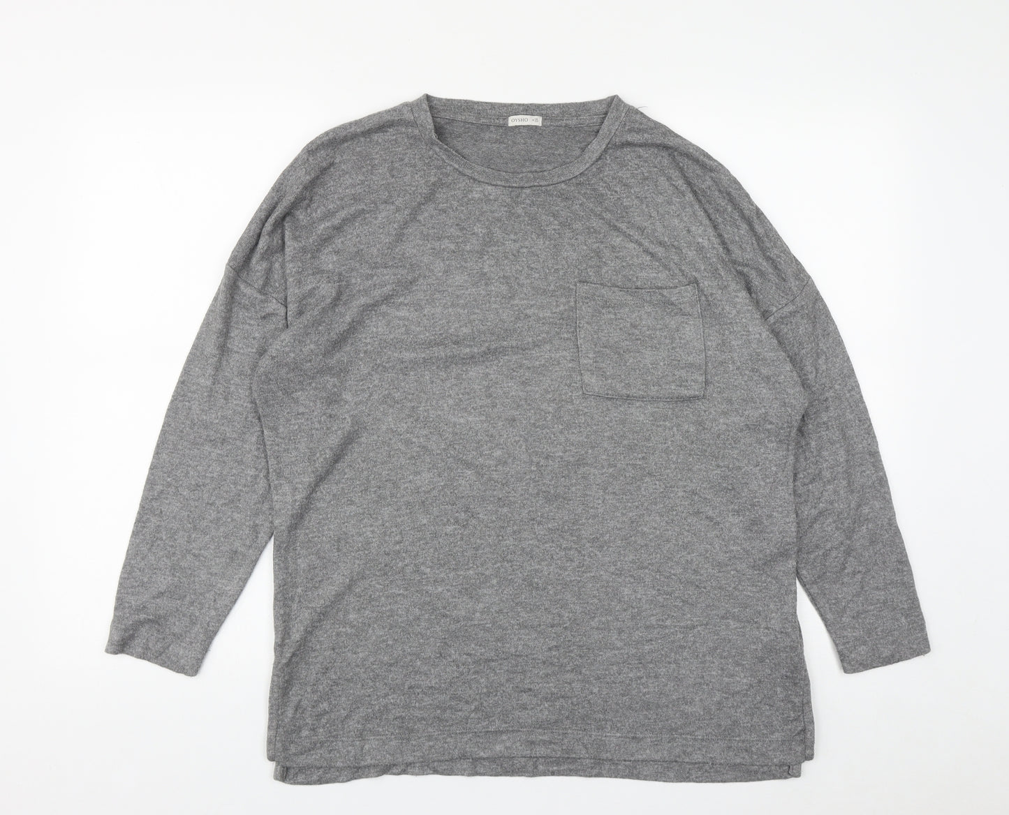 Oysho Womens Grey Round Neck  Viscose Pullover Jumper Size S