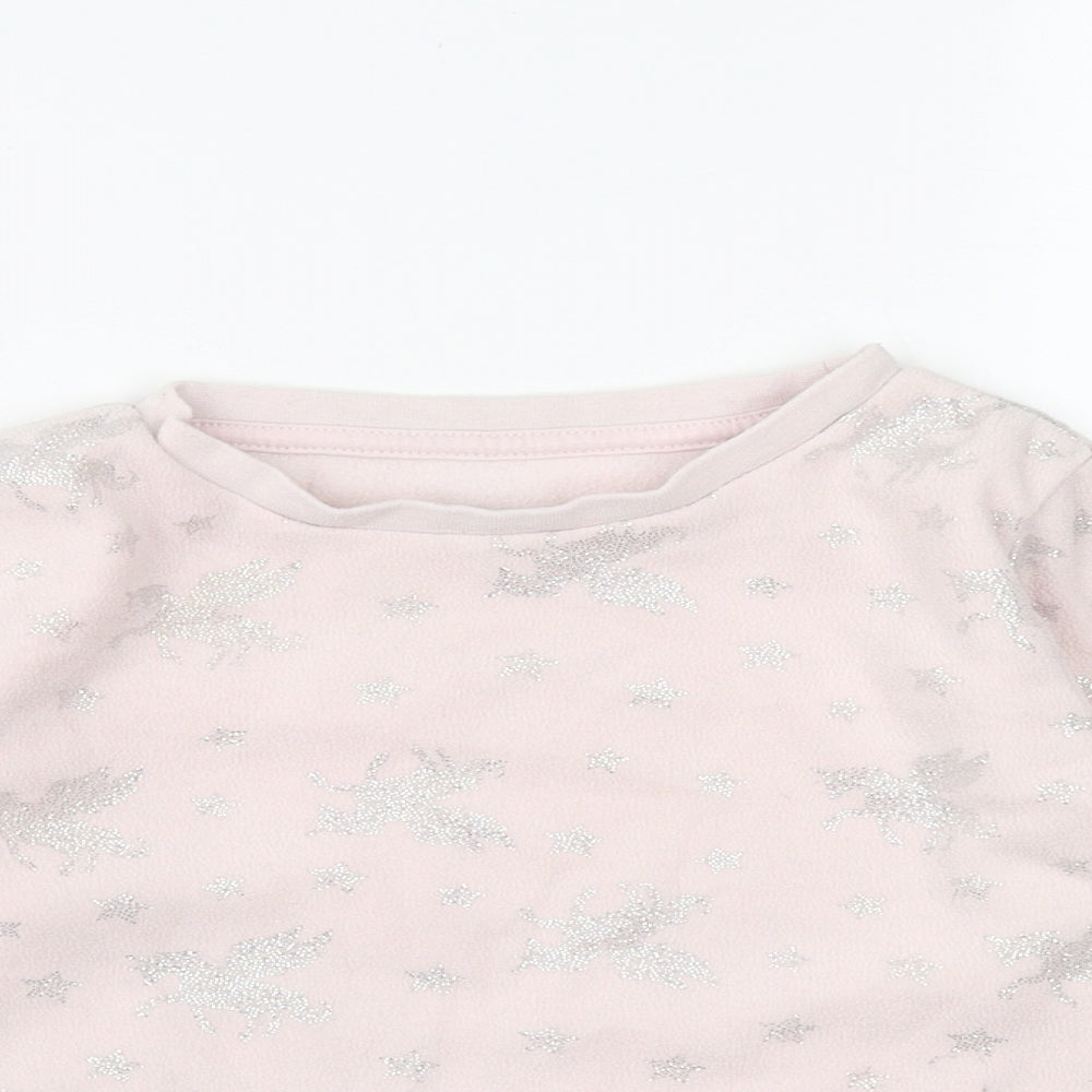 Matalan Girls Pink  Polyester Pullover Sweatshirt Size 6 Years   - Unicorn