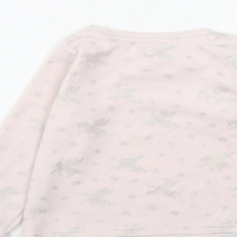 Matalan Girls Pink  Polyester Pullover Sweatshirt Size 6 Years   - Unicorn