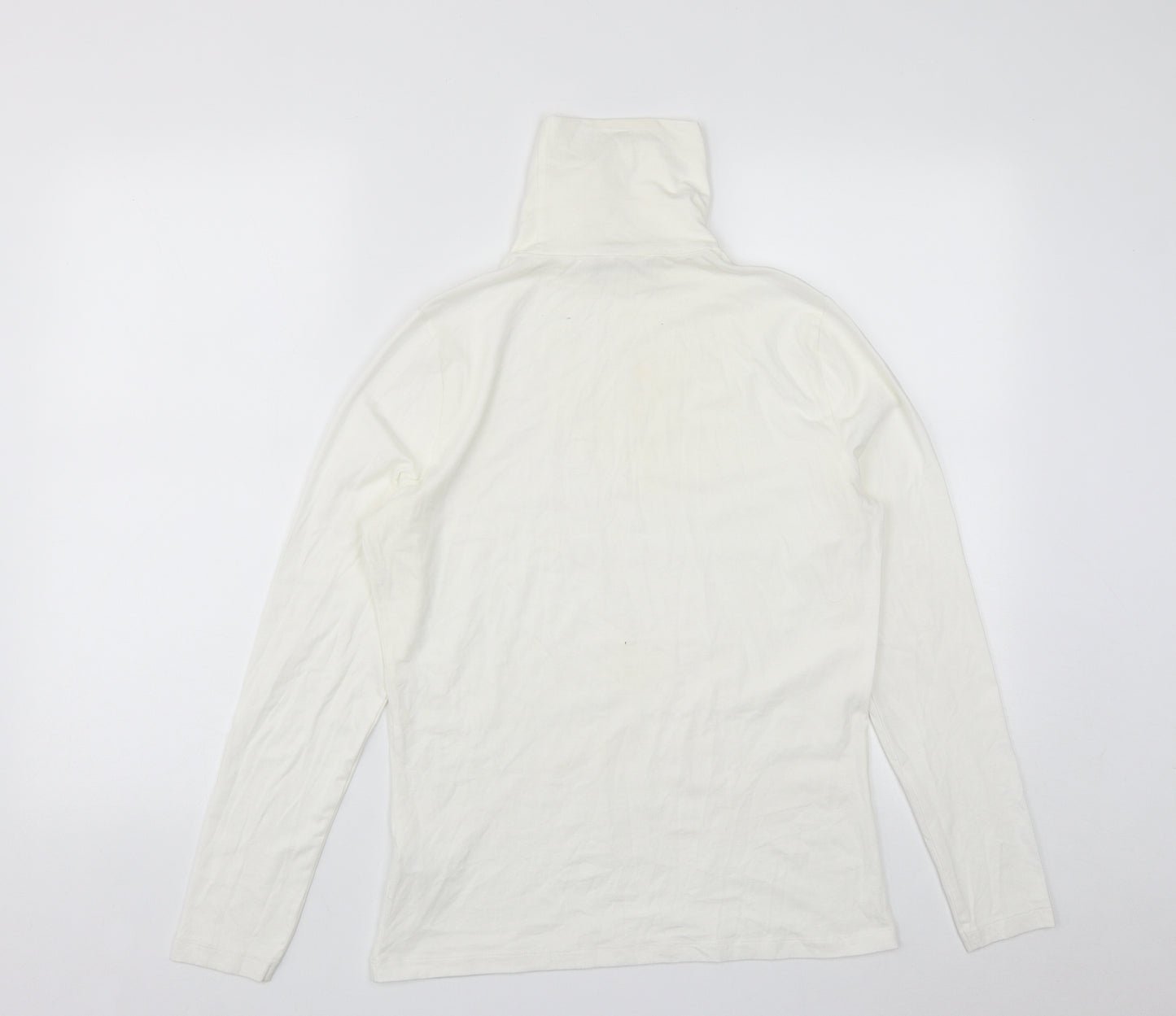 TU Womens White High Neck  Cotton Pullover Jumper Size 14