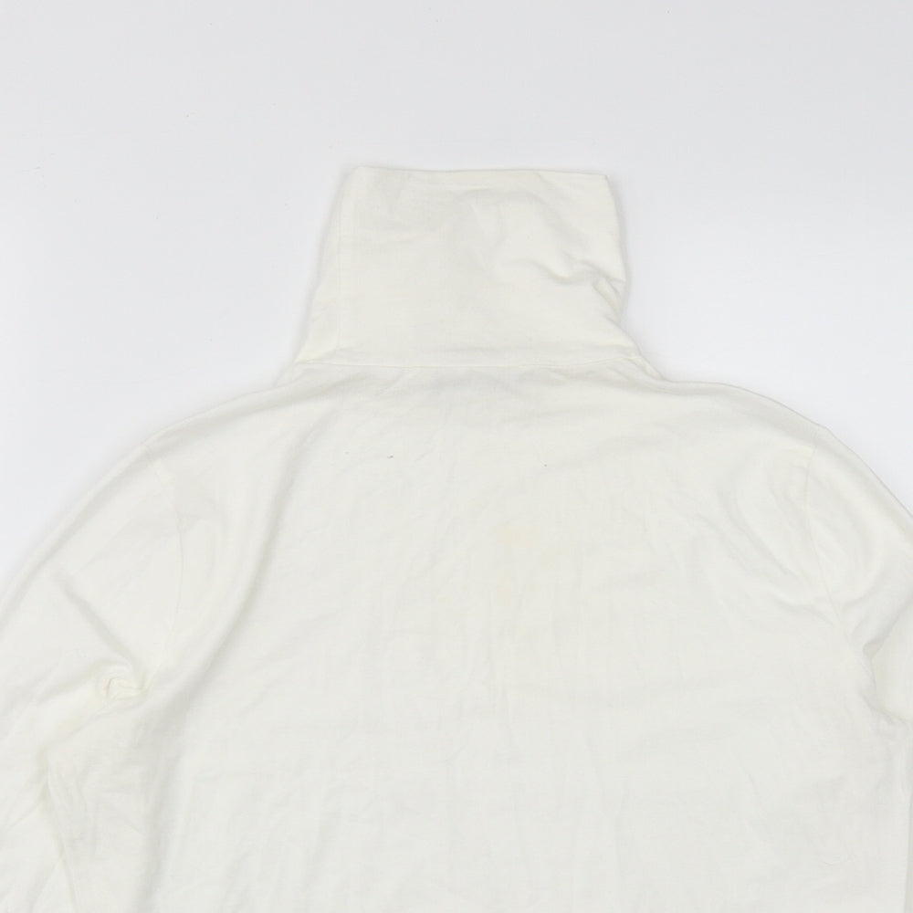 TU Womens White High Neck  Cotton Pullover Jumper Size 14
