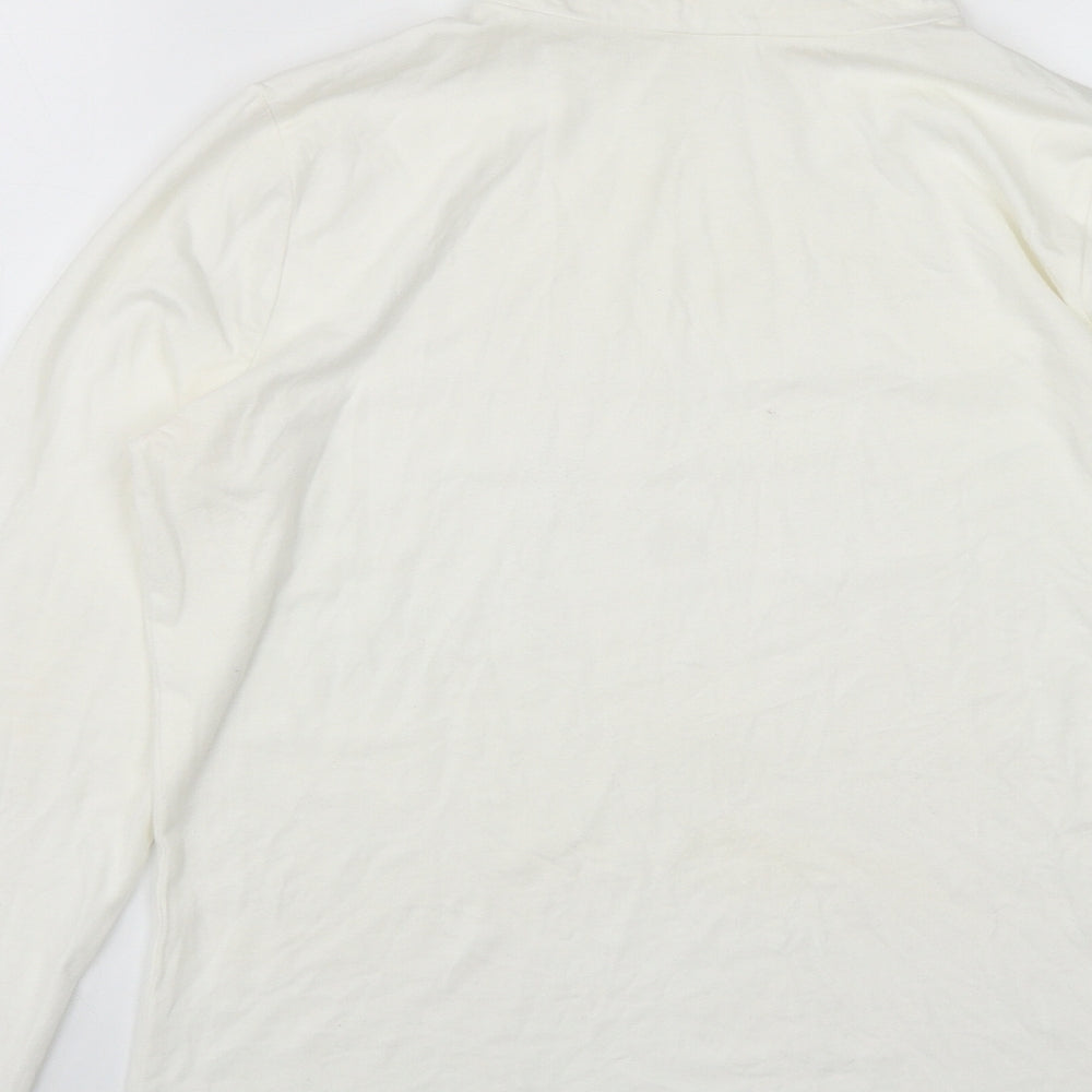 TU Womens White High Neck  Cotton Pullover Jumper Size 14