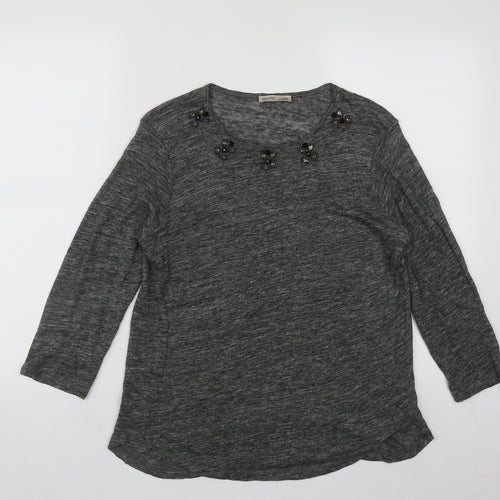Zanzara Womens Grey Round Neck  Polyester Pullover Jumper Size M