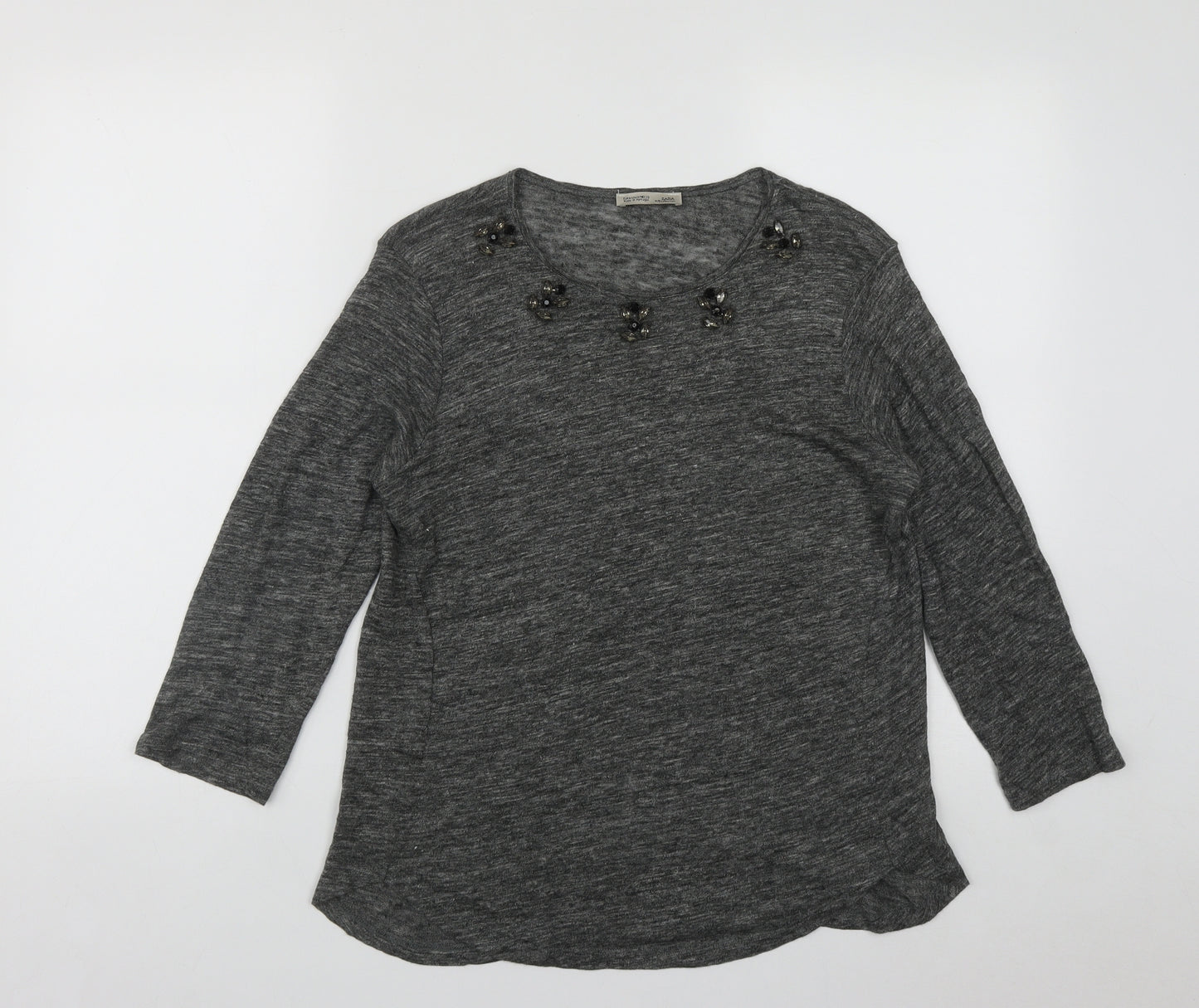 Zanzara Womens Grey Round Neck  Polyester Pullover Jumper Size M