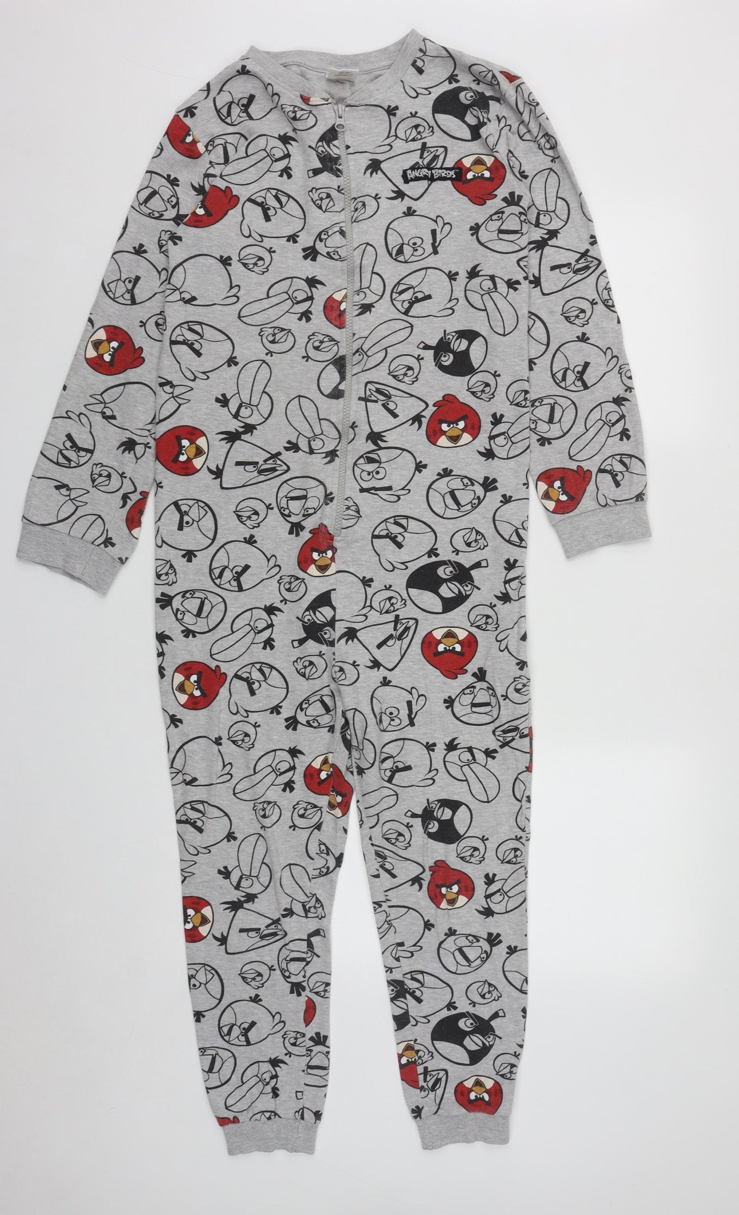 Angry Birds Boys Grey Solid Cotton  One Piece Size 13-14 Years  Zip