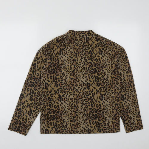 Marks and Spencer Womens Brown High Neck Geometric Polyester Pullover Jumper Size 8