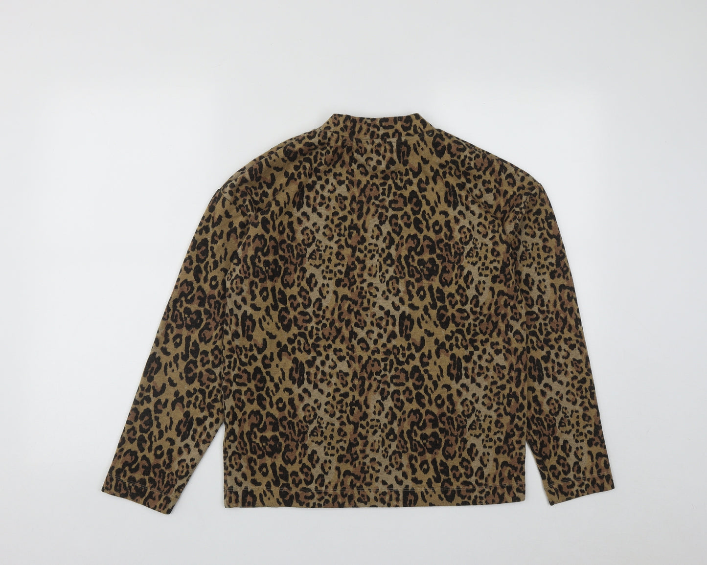 Marks and Spencer Womens Brown High Neck Geometric Polyester Pullover Jumper Size 8