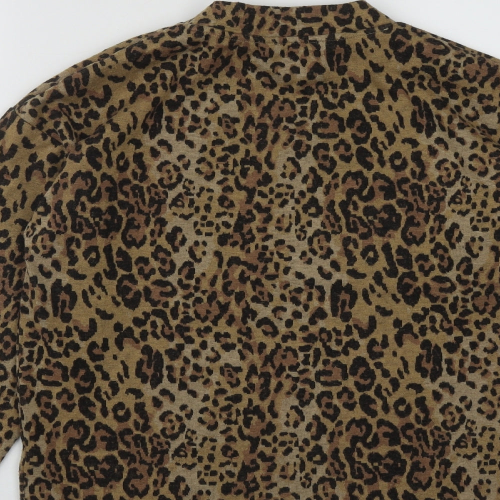 Marks and Spencer Womens Brown High Neck Geometric Polyester Pullover Jumper Size 8