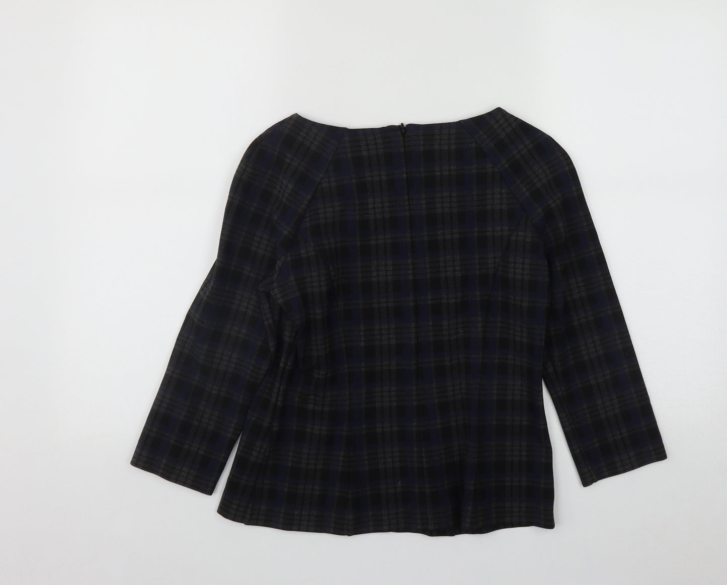Marks and Spencer Womens Multicoloured Plaid Viscose Basic Blouse Size 12 Round Neck
