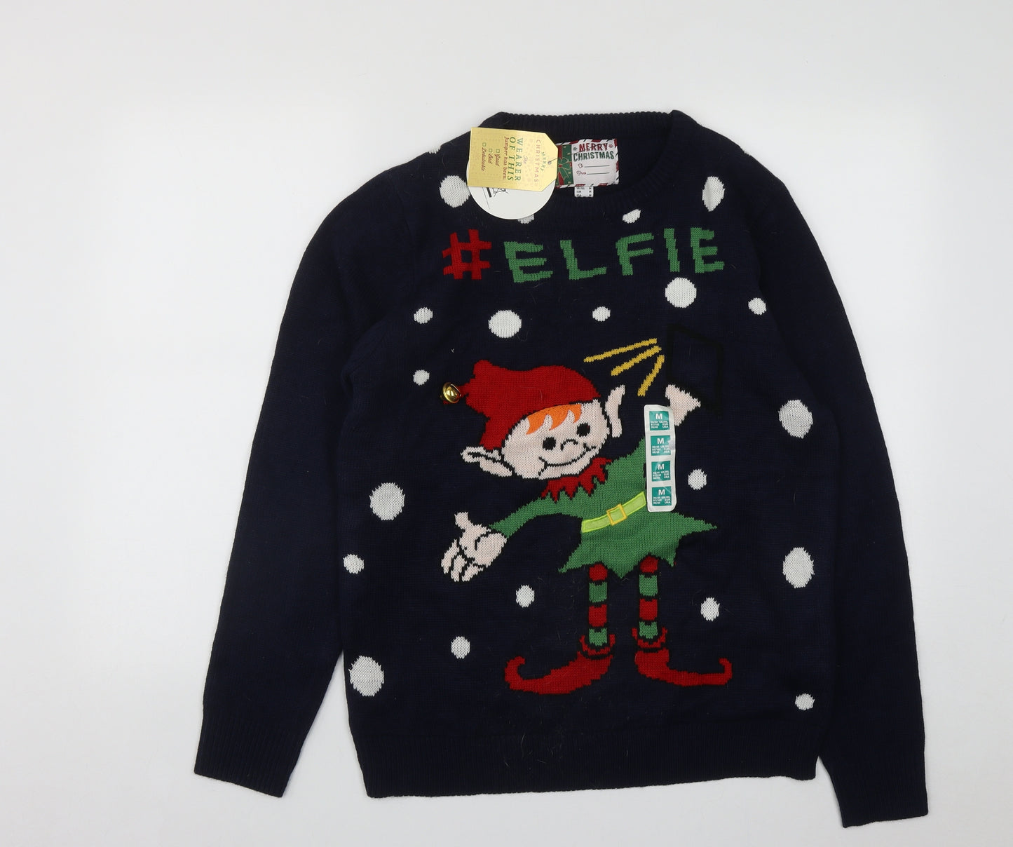 Primark Mens Blue Round Neck  Acrylic Pullover Jumper Size M   - Christmas Jumper