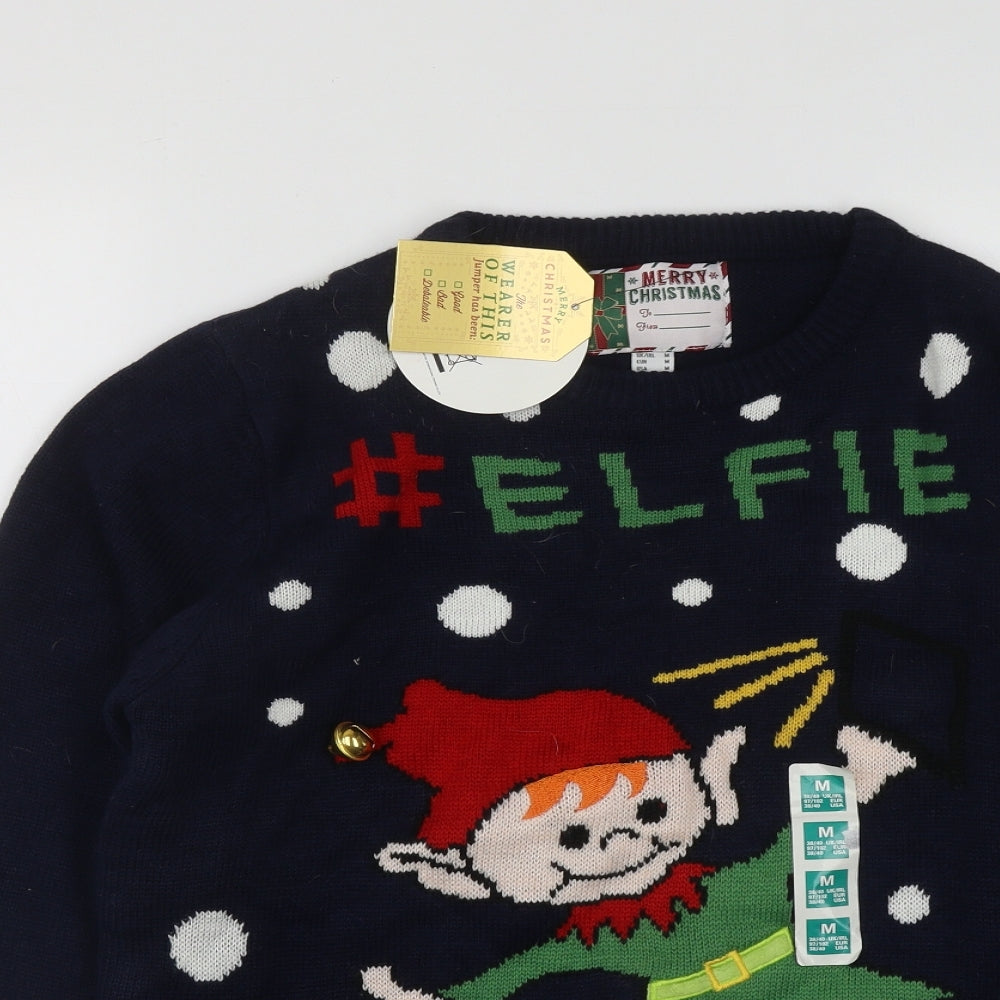 Primark Mens Blue Round Neck  Acrylic Pullover Jumper Size M   - Christmas Jumper