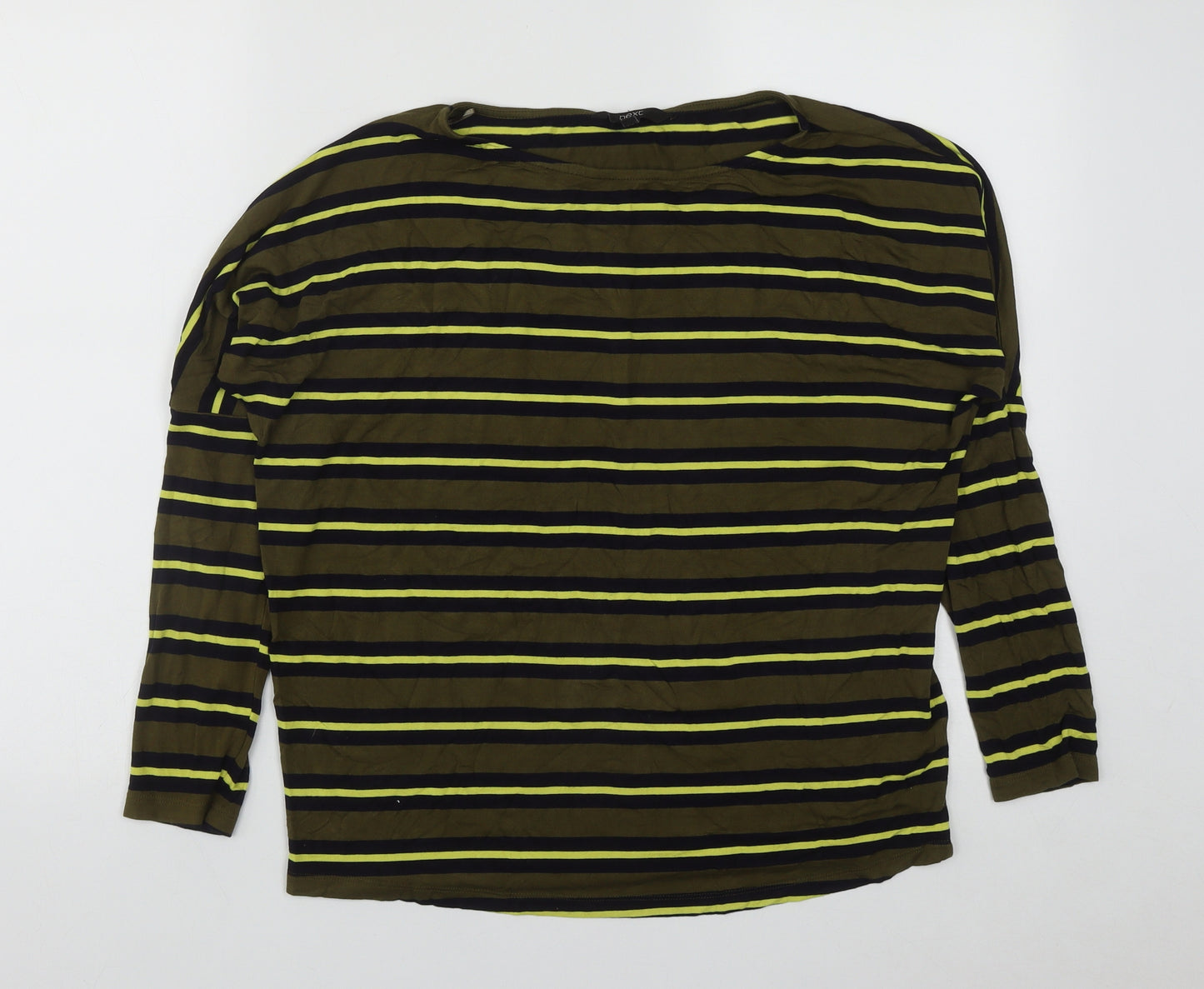 NEXT Womens Multicoloured Striped Viscose Basic T-Shirt Size 12 Round Neck