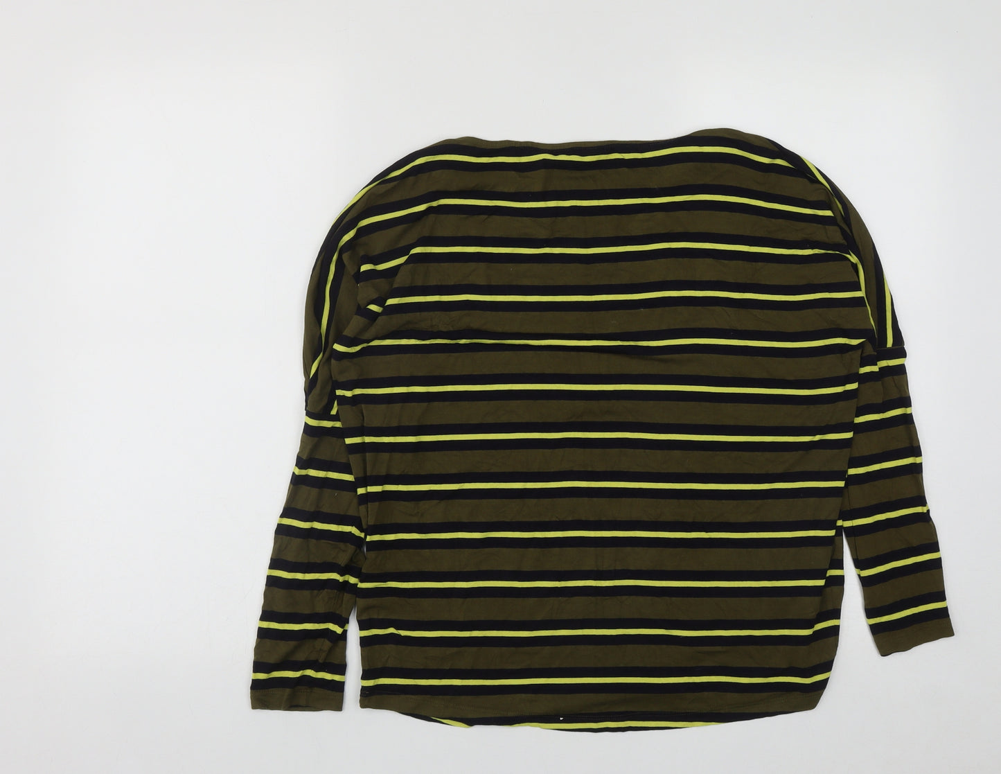 NEXT Womens Multicoloured Striped Viscose Basic T-Shirt Size 12 Round Neck