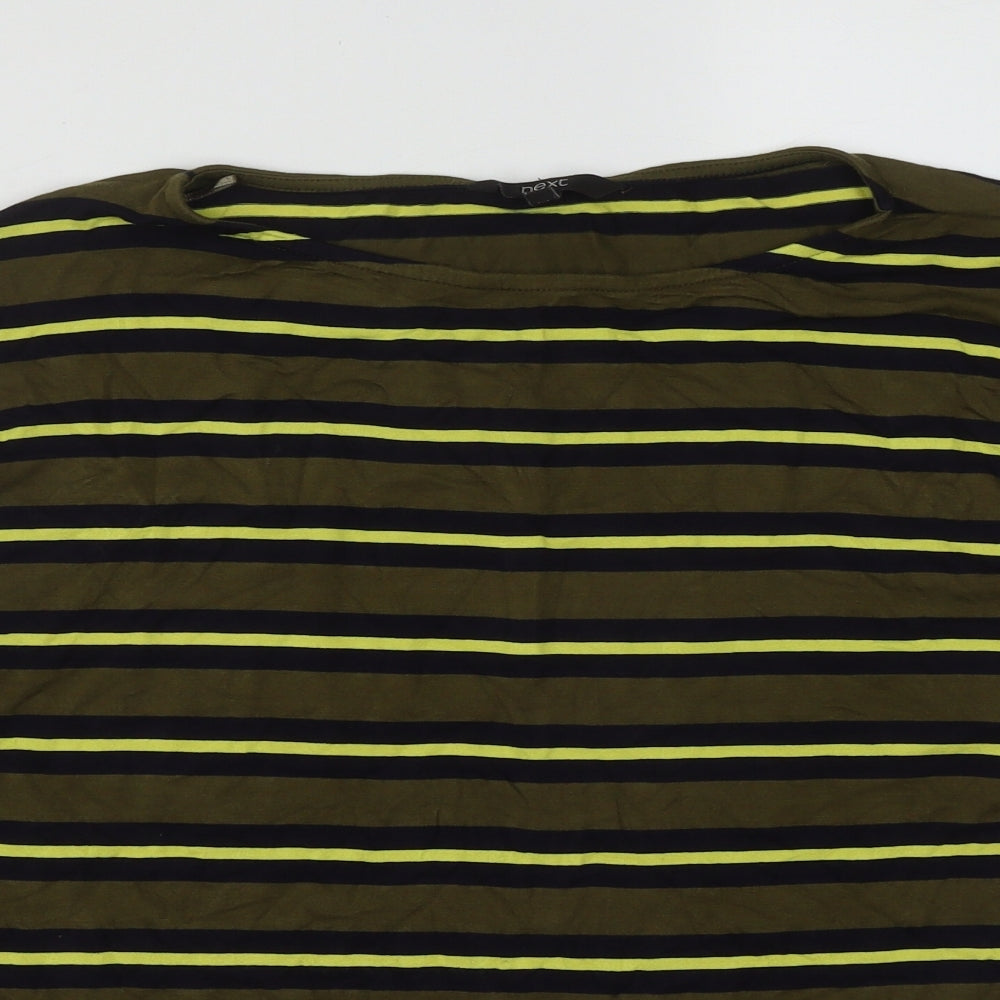 NEXT Womens Multicoloured Striped Viscose Basic T-Shirt Size 12 Round Neck