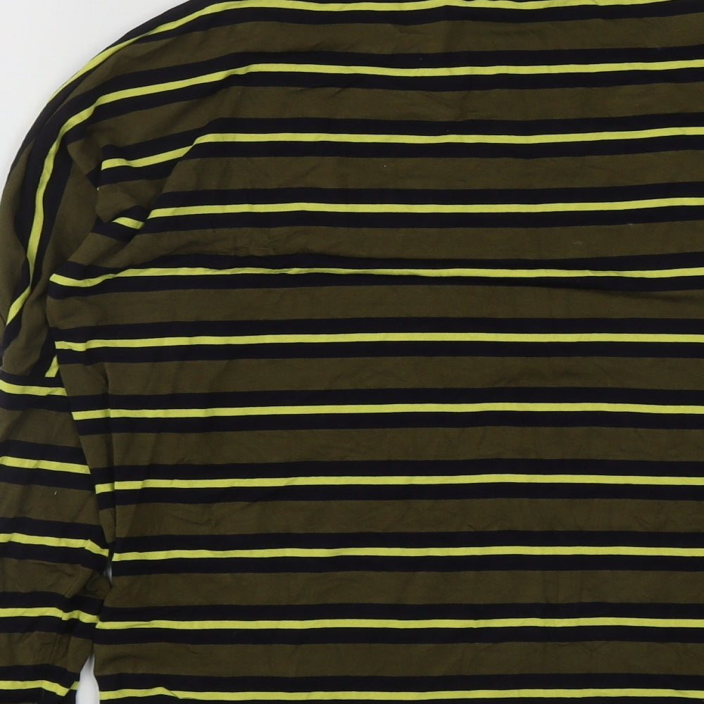 NEXT Womens Multicoloured Striped Viscose Basic T-Shirt Size 12 Round Neck