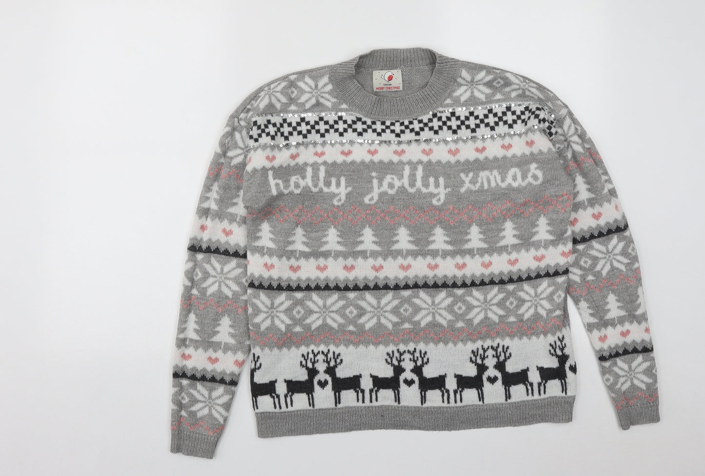 George Womens Multicoloured Round Neck Geometric Acrylic Pullover Jumper Size S   - Christmas Jumper