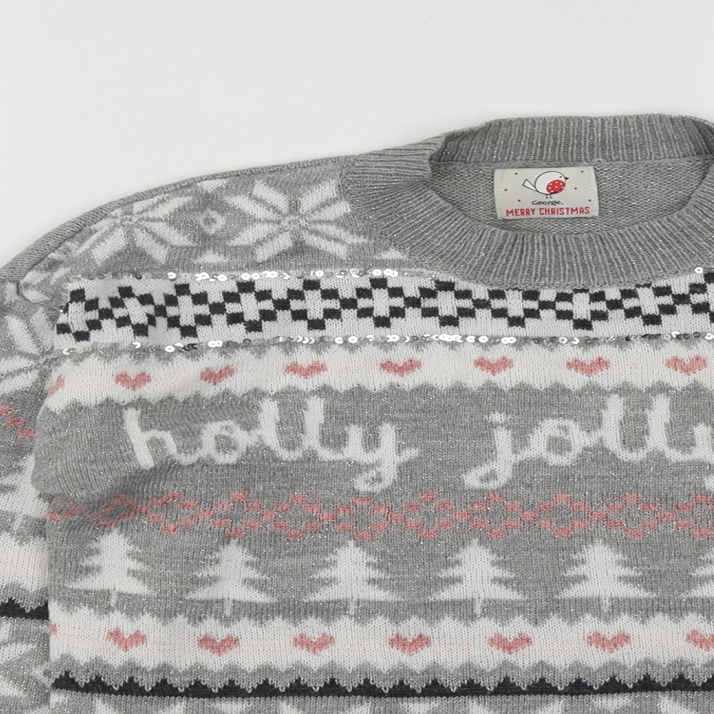 George Womens Multicoloured Round Neck Geometric Acrylic Pullover Jumper Size S   - Christmas Jumper