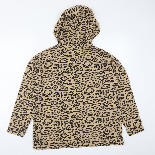 Matalan Womens Brown Geometric Cotton Pullover Hoodie Size M  Drawstring
