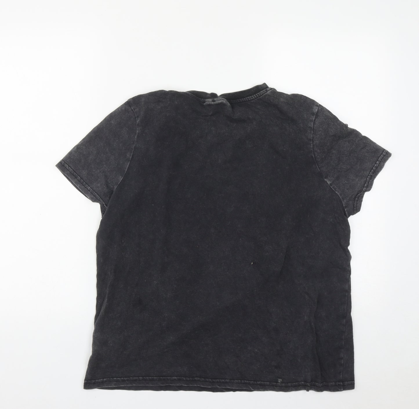 Disney Womens Black  Cotton Basic T-Shirt Size M Round Neck - Mickey & Donald