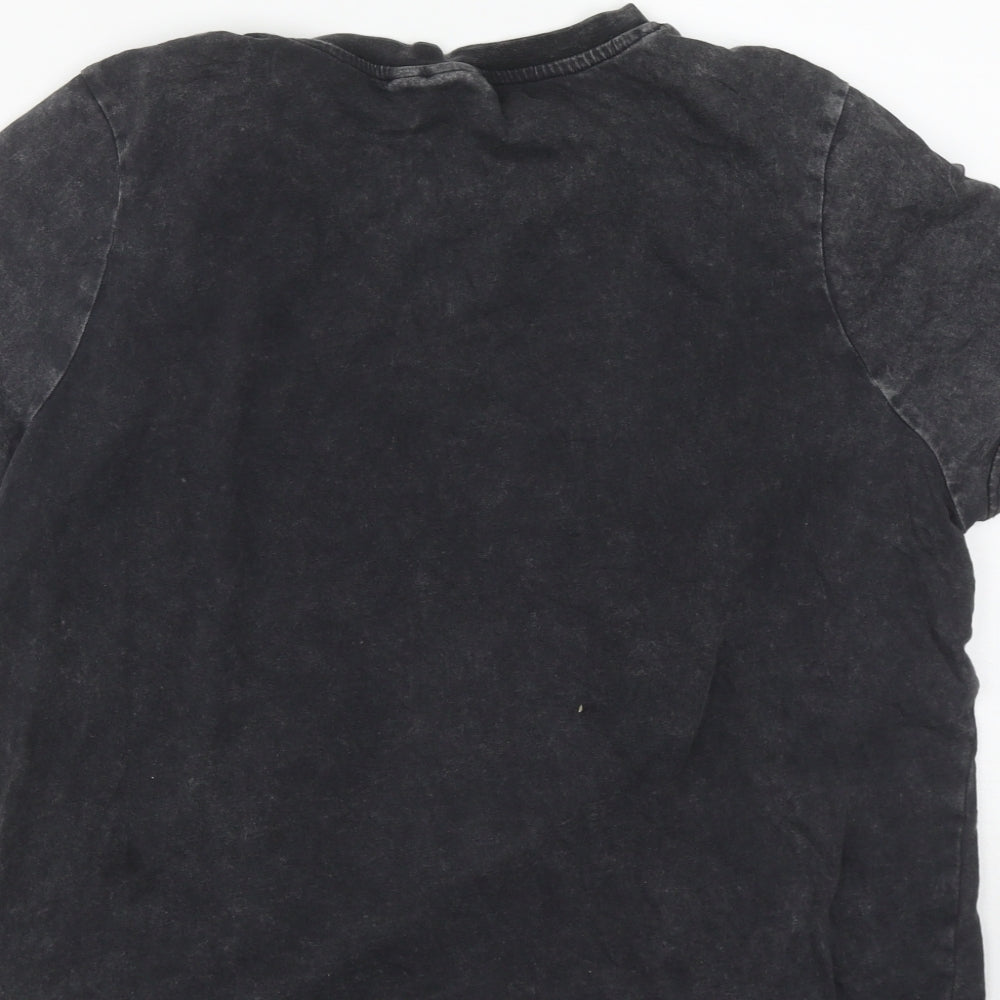 Disney Womens Black  Cotton Basic T-Shirt Size M Round Neck - Mickey & Donald
