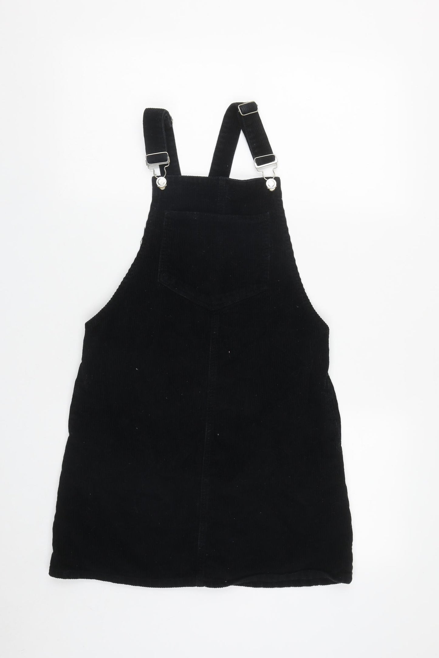 Denim & Co. Womens Black  Cotton Pinafore/Dungaree Dress  Size 10  Square Neck Pullover